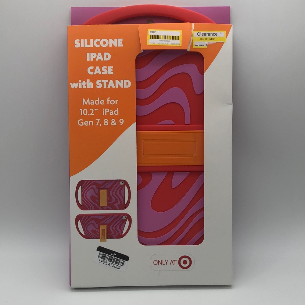 Silicone iPad Case with Stand - Orange and Pink